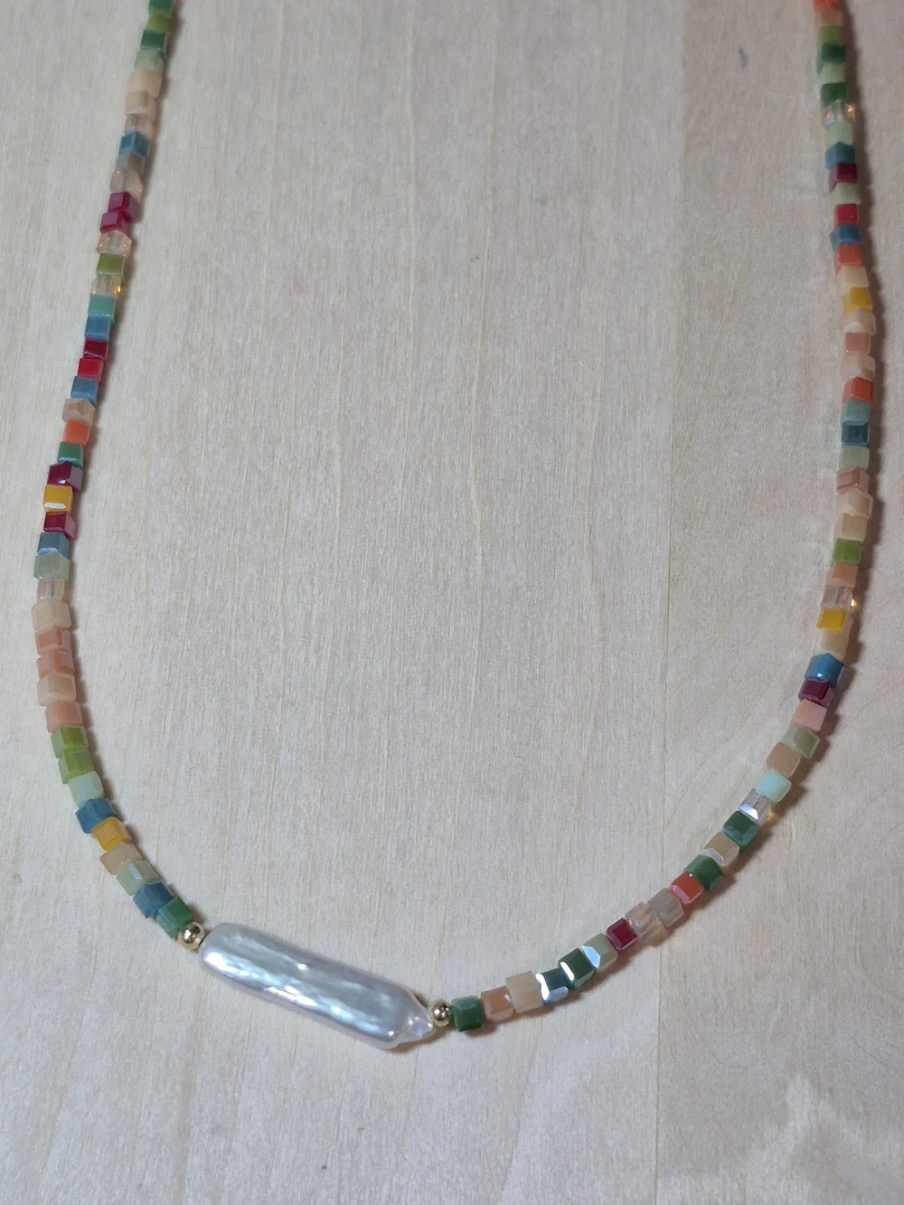 🎉🎉NEW🎉🎉 BEAUTIFUL!! Freshwater Chopstick Pearl & TOURMALINE Mini Cube Neckla
